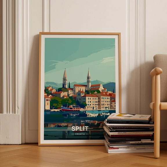 Croatia Split Travel Poster, Dalmatian Coast Wall Art, Home And Office Decor, European Destination Gift Wall Art, Modern Wall Decor, 8x12 UNFRAMED
