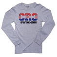 thumbnail image 1 of Croatia Swimming - Olympic Games - Rio - Flag Men's Long Sleeve Grey T-Shirt, 1 of 2