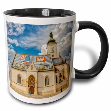 3drose, Croatia, Zagreb. St. Marks Catholic Church and Plaza, 11oz Two-tone Black Mug