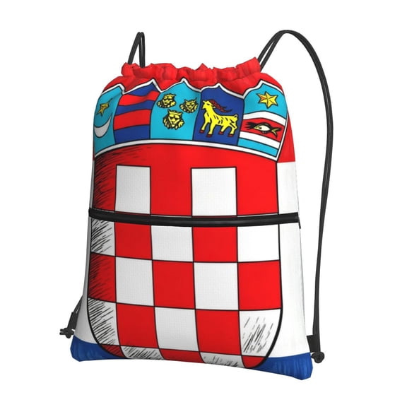 Croatian-Flag Drawstring Backpack Bag Water Resistant Yoga Shopping Cinch Bag Sackpack For Men Women
