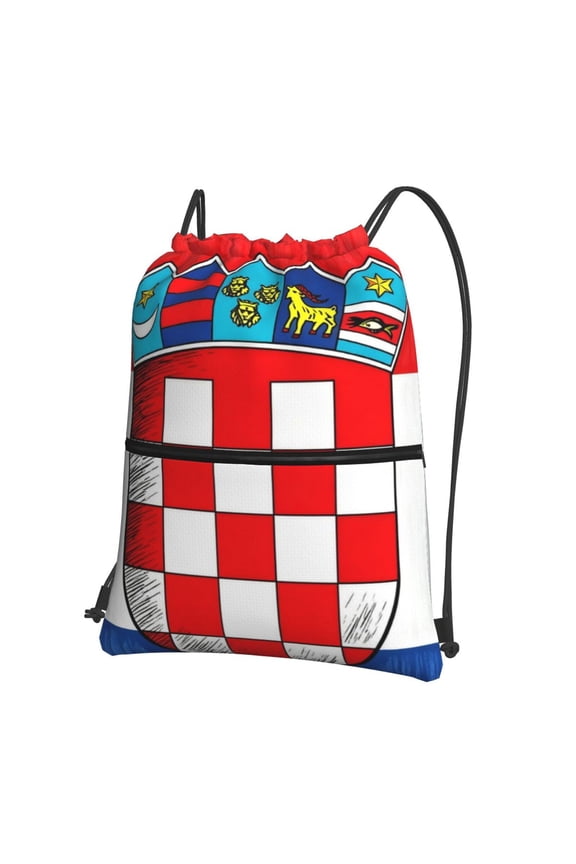 Croatian-Flag Drawstring Backpack Bag Water Resistant Yoga Shopping Cinch Bag Sackpack For Men Women