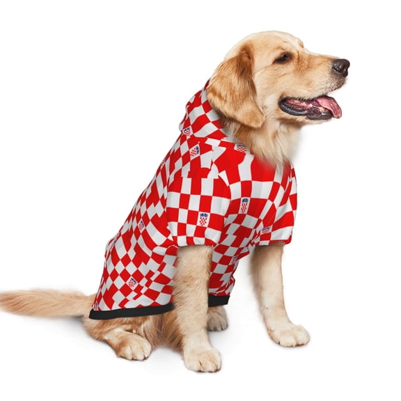 Croatian-Flag Pattern Dog Hoodie Colorful Pullover Sweatshirts Small