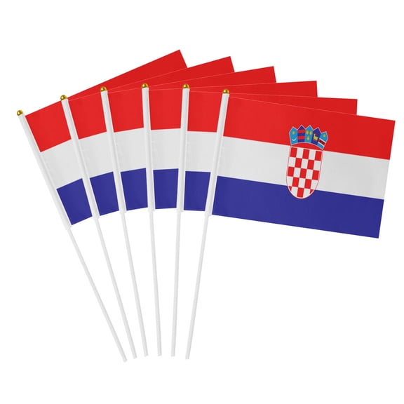 Croatian Handheld Flag 5.5x8.2 Inch - 6 Pack, Mini Croatia Stick Flags for Parades, Sports Events, and Decorations