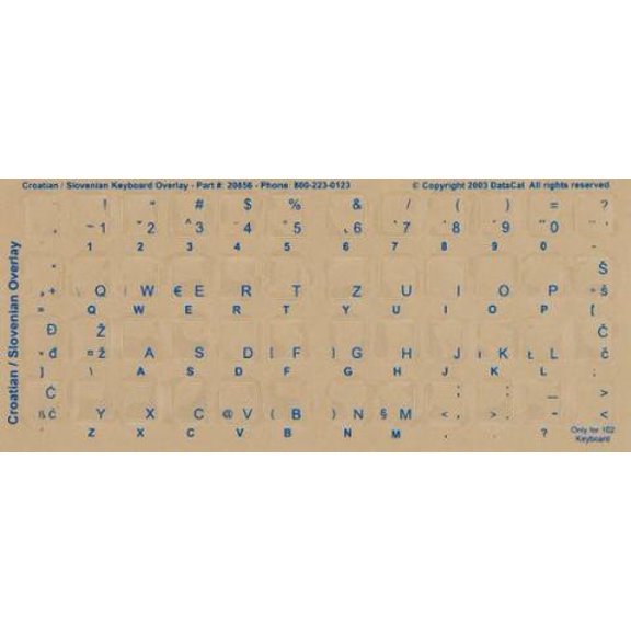 Croatian Keyboard Stickers - Labels - Overlays with Blue Characters for White Computer Keyboard