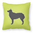 thumbnail image 1 of Croatian Sheepdog Checkerboard Green Fabric Decorative Pillow, 1 of 4