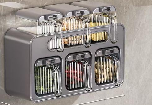 Crobat Wall Mounted Spice Storage Box With Spoon For Kitchen ...