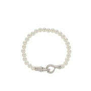 Bella by Thorne Croc Closure Pearl Adult Bracelet, Silver, (Unisex)
