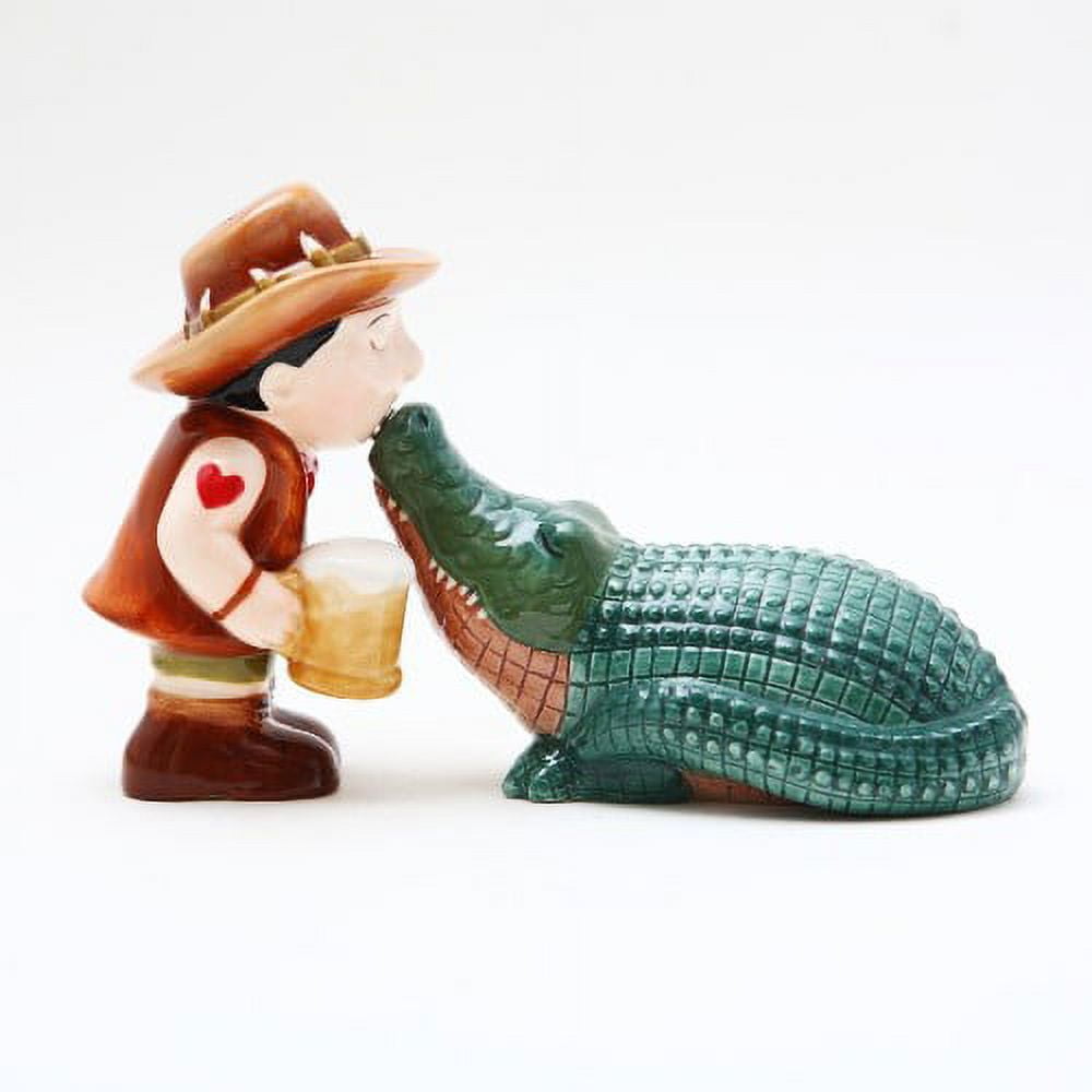 Croc Crocodile and Outback Bloke Cowboy Salt and Pepper Shaker