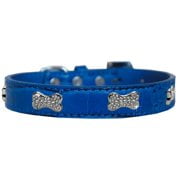 Croc Crystal Bone Dog Collar Blue Size 12