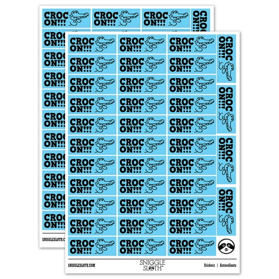 Croc Rock On Crocodile Teacher Student School Sticker Set - Light Blue - Gloss Finish - 1.5" Small