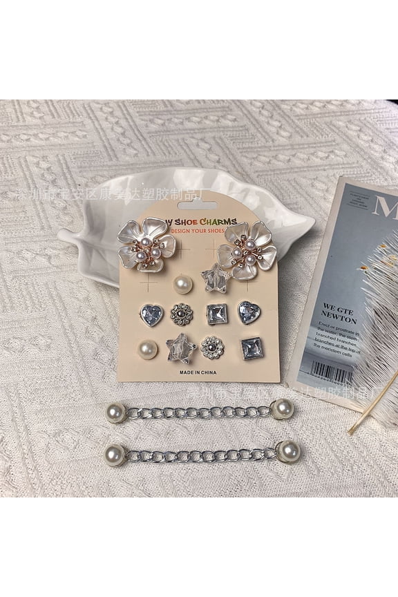 Croc Shoe Card Accessories DIY Pearl Starfish Rhinestone Pearl Chain Detachable Shoe Decoration