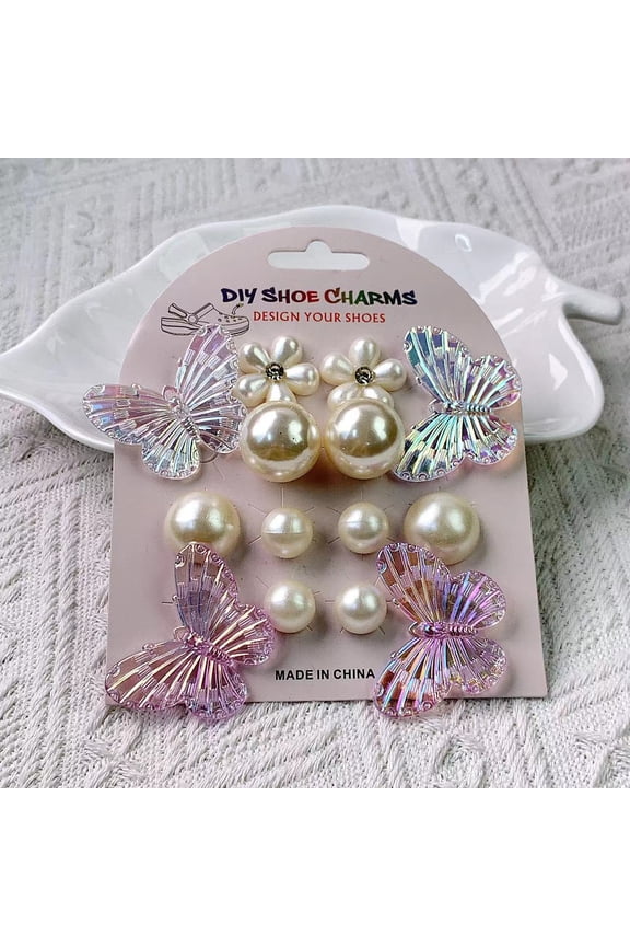 Croc Shoe Card Accessories DIY Pearl Starfish Rhinestone Pearl Chain Detachable Shoe Decoration