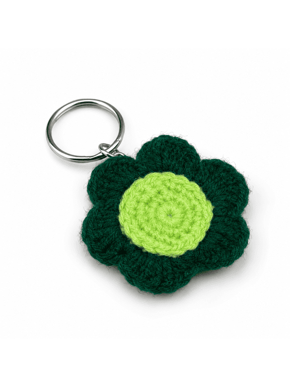 Handmade Crochet Flower Keychain, Knitted Floral Bag Charm with Soft Yarn, Decorative Key Ring Accessory for Handbags, Backpacks, Purses and Everyday Use