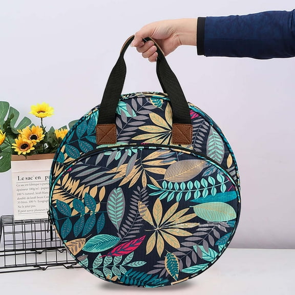 Crochet Accessories, Tools, Storage Bag, Blue Leaves|Coloch Embroidery Project Bag With Handle Purple Storage Bag Portable Sewing Supplies Carrying Bag For Crafts Embroidery Hoops And Threads