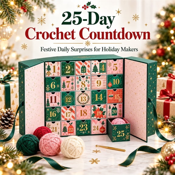 Crochet Advent Calendar 2026 Christmas Countdown 25 Days Yarn Tool Mystery Project Crocheter Gift Daily Surprise for New Crafters
