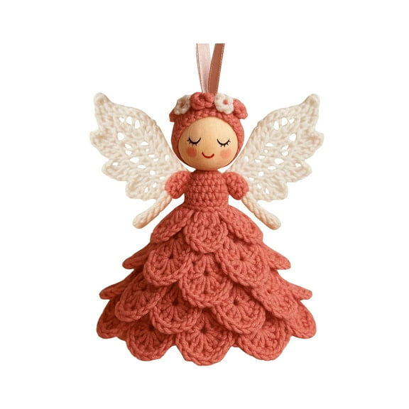 Crochet Angel Ornament Kit, Crochet Craft Kit with Yarn for Beginners, Handmade Yarn Craft Set, Christmas Tree Crochets Doll Hanging Ornament, Warm Home Party Decor Embellishments