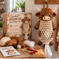 Crochet Animal Bag Holder DIY Kit - Highland Cow Farmhouse Storage ...
