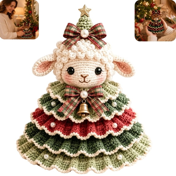 Crochet Animal Christmas Tree DIY Kit Christmas Tree Kit 2026 News Crochet Christmas Ornaments for Beginners DIY Crochet Animal Christmas Tree Kit for Adults Gifts for Craft Lovers,Sheep