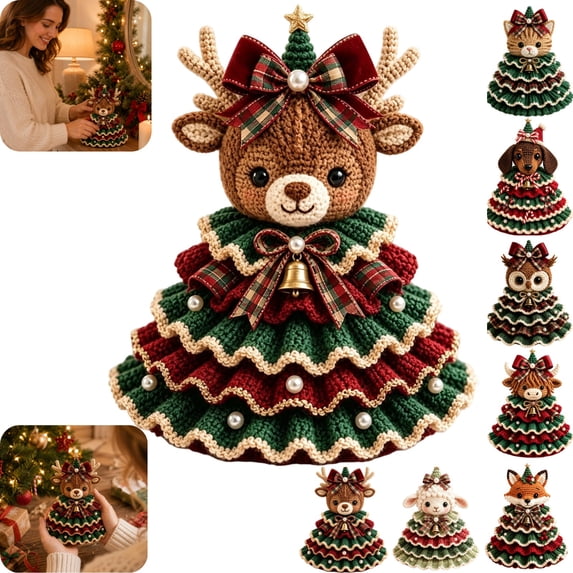Crochet Animal Christmas Tree DIY Kit DIY Crochet Christmas Tree Kit Christmas DIY Crochet Kit for Beginners Handmade Holiday Craft Set,Deer