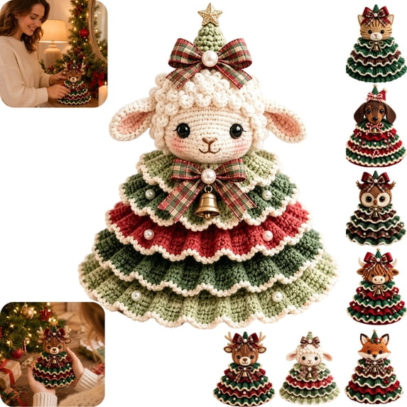 Crochet Animal Christmas Tree DIY Kit DIY Crochet Christmas Tree Kit Christmas DIY Crochet Kit for Beginners Handmade Holiday Craft Set,Sheep