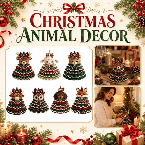 Crochet Animal Christmas Tree Diy Kit with Reindeer Design, Festive Christmas Table Decor for Mantel Or Centerpiece, Christmas Home Decor Craft Set for Holiday Gifting