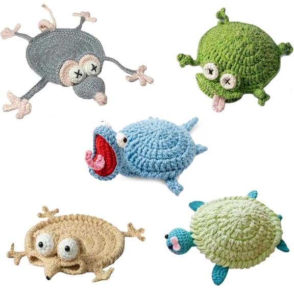 Crochet Animal Coasters Pop Up, Crochet Coasters 3D Funny Animal Mug Rug Drink Coaster Desk Accessories, Fun Soft Decorative Drink Coaster for Home Decor & Tabletop Protection-H