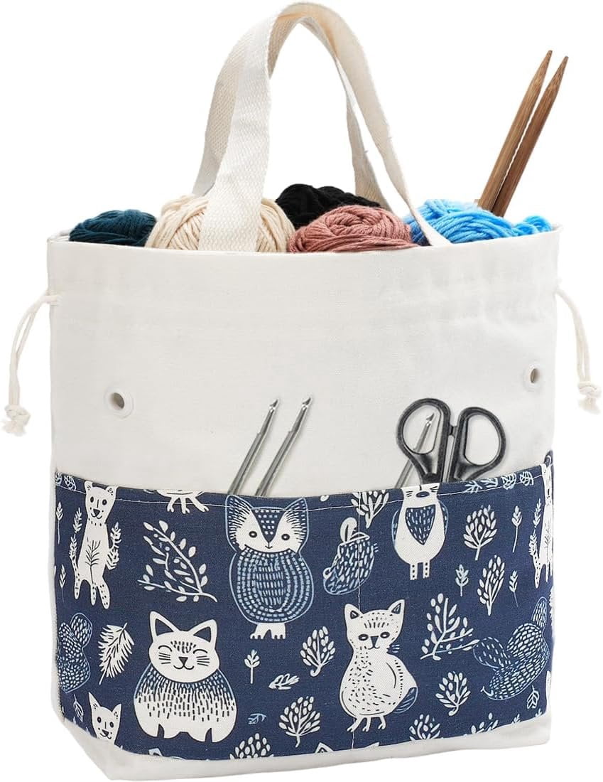 Crochet Bag, Handy Knitting Project Yarn Bag, Crochet Accessories Yarn Storage Organizer, Knitting Bags and Totes for Crocheting  The Go, 12.5x13x5''