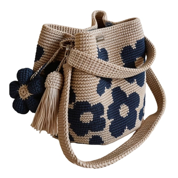 Crochet Bag for Women, Crochet Flower Tote Bag, Mesh Large Shoulder Bag