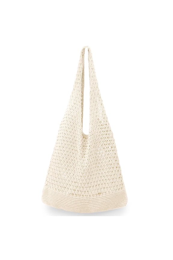 Crochet Bag for Women, Large Capacity Knit Beach Tote Bag, Aesthetic Hippie Hobo Shoulder Bag for Summer Travel & Beach