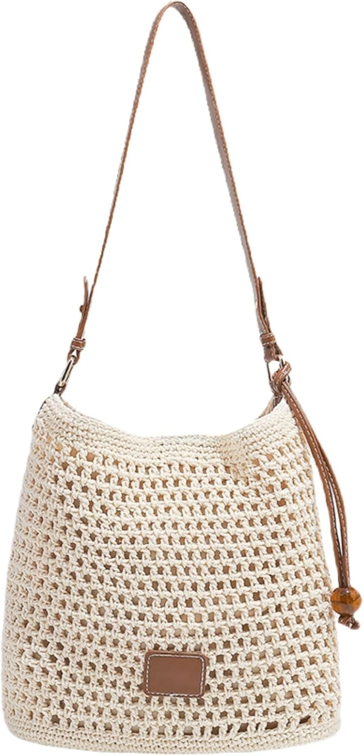 Crochet Bag for Women Macrame Purse Handwoven Boho Shoulder Bag Lightweight Summer Beach Purse for Beach, Travel, Casual Daily Use