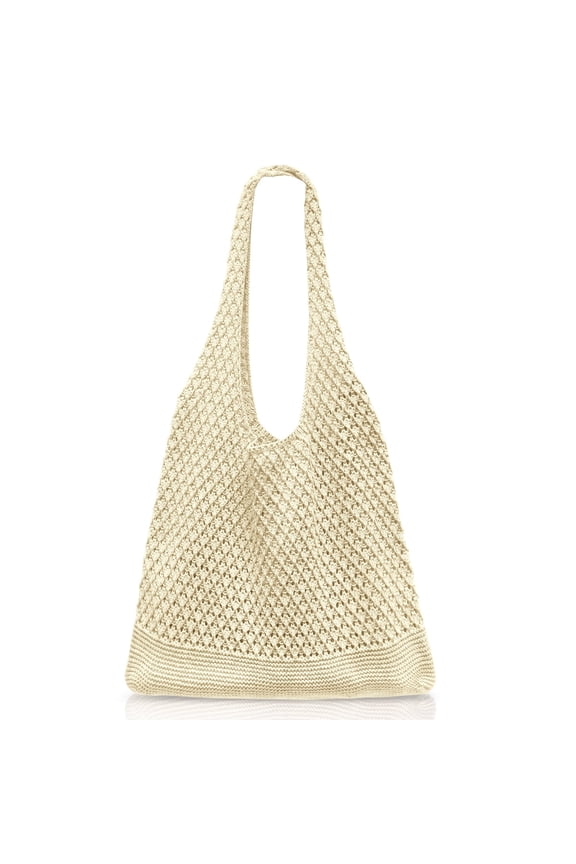 Crochet Bags for Women,Summer Tote Bag Shoulder Knit Woven Bag for Women Girls(beige)