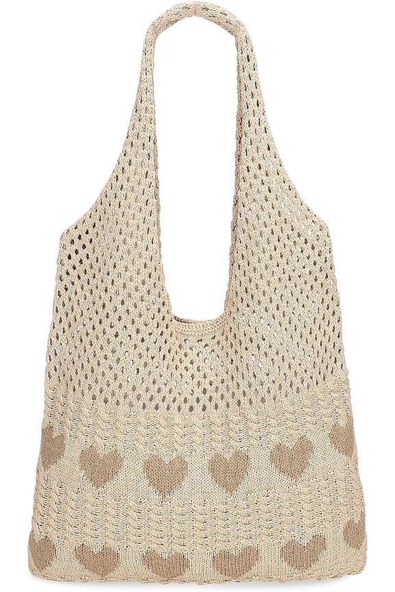 Crochet Beach Bags for Women Knit Summer Vacation Tote Bag Aesthetic Tote Boho Shoulder Handbag