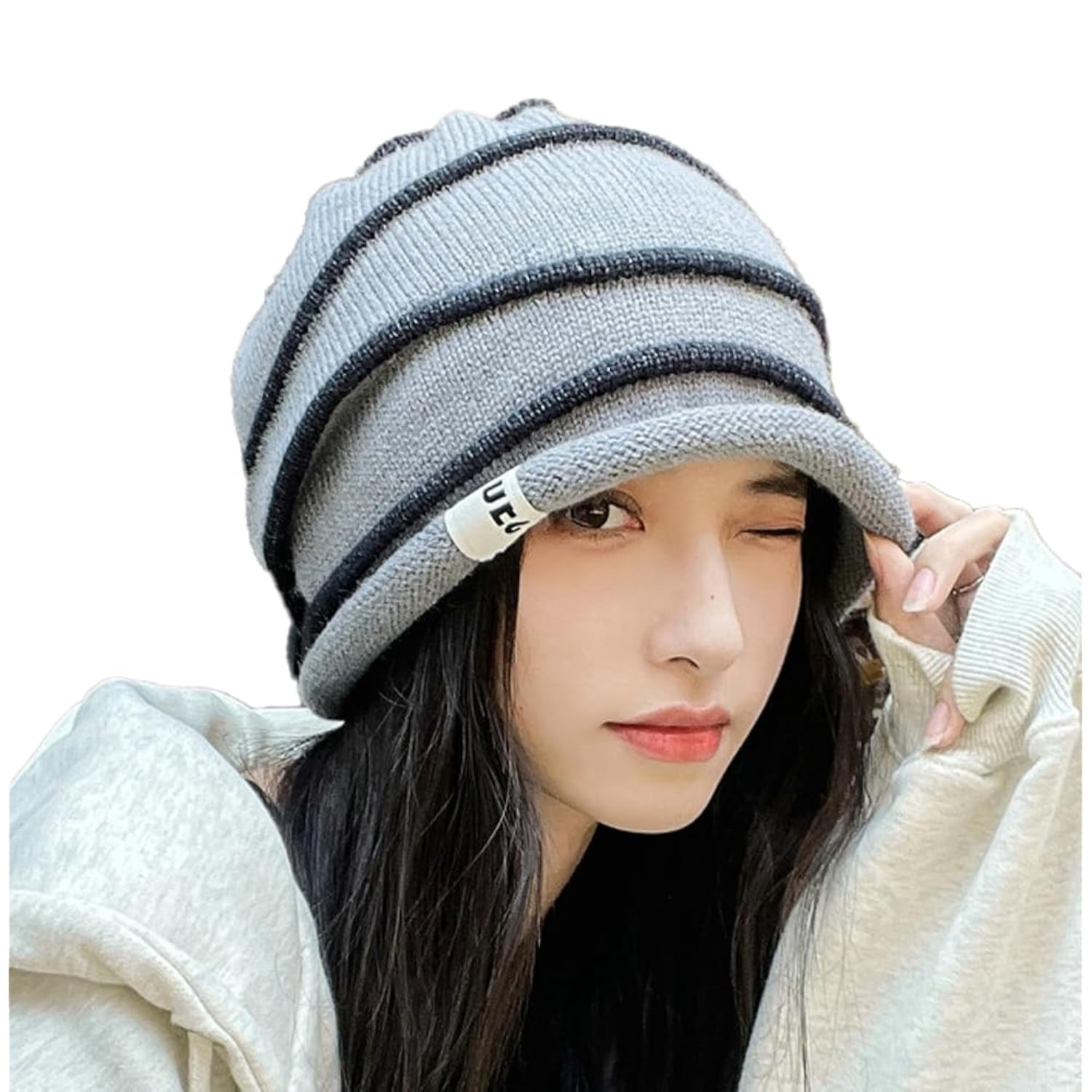 Crochet Beanies for Women Baggy Beanie Womens Berets Striped