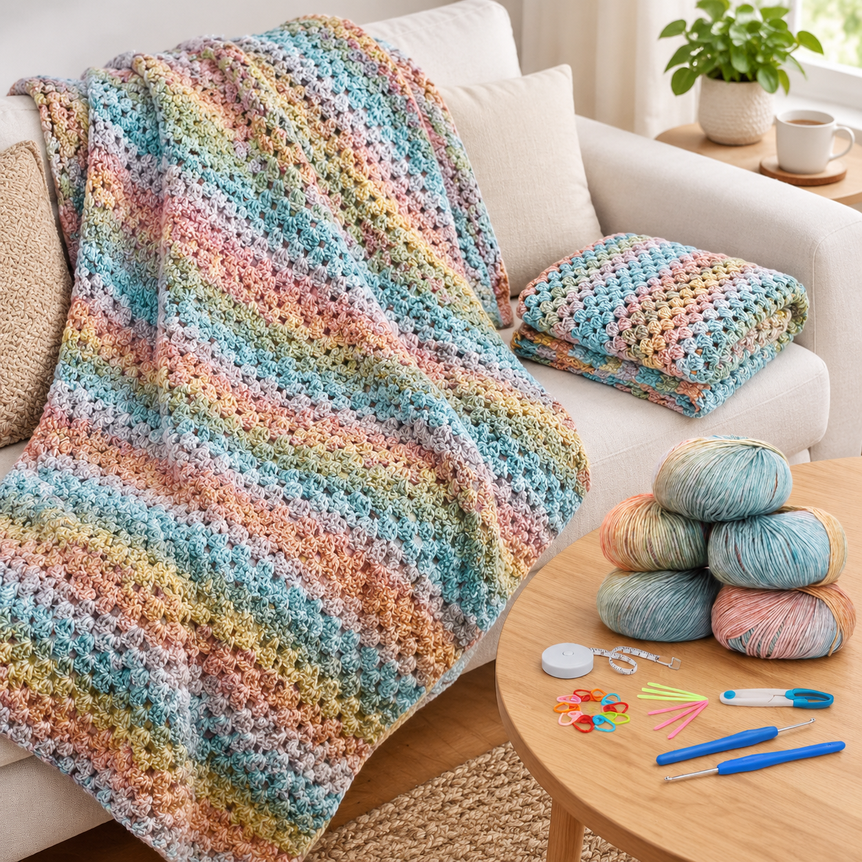 Crochet Blanket Kit for Beginners Classical Gradient Easy Crafting Kit ...