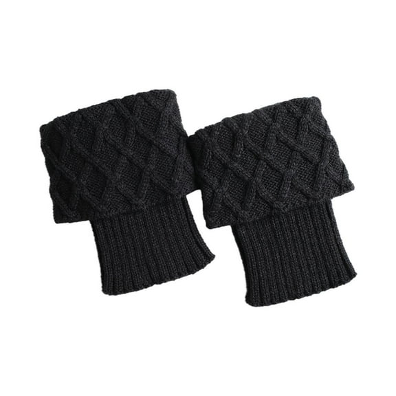 Crochet Boot Cuffs Knitted Ankle Soft Acrylic Crochet Boot Socks Women Leg Warmers for Gifts Warmer Leg Warmers Girls - Black