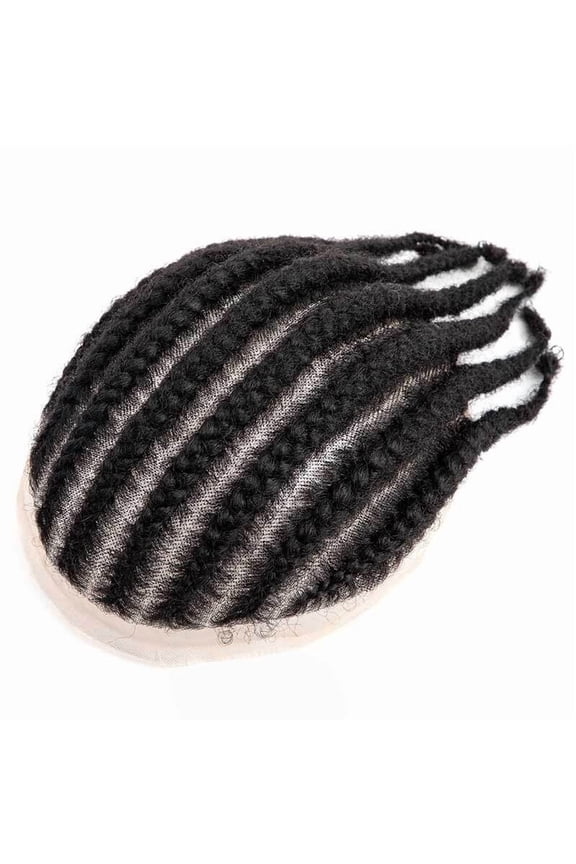Crochet Braids Men's Toupee Human Hair System 8"x10" Full Lace Base Male Hair Prosthesis