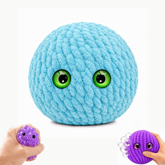 Crochet Bubble Squishy Ball, Soft Handwoven Fidget Toy, Slow Rising Bubble Pop Sensory Toy, Cute Stress Relief Squeeze Toy for Kids & Adults E#003
