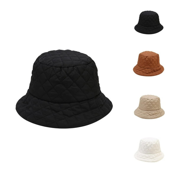 Crochet Bucket Hat for Women - Boho Y2K Summer Packable Autumn And Winter Fisherman's Hat Women's Japanese Pure Down Cotton Warm Hat Fashion Simple Plaid Lightweight Soft Pot Hat