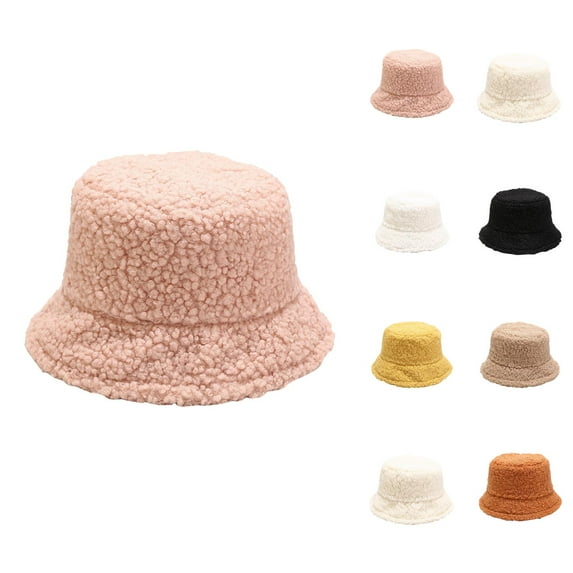 Crochet Bucket Hat Women - Boho Y2K Summer Packable Hat Winter Fluffy Cow Print Bucket Hats Women Outdoor Warm Sun Hat Soft Velvet Fisherman Cap Lady Panama Female