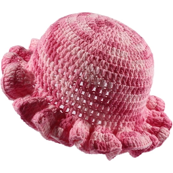 Crochet Bucket Hat Women Trendy Knit Floppy Cap Cute Boho Handmade Beanies Outdoor Boho Travel Fishing Hat