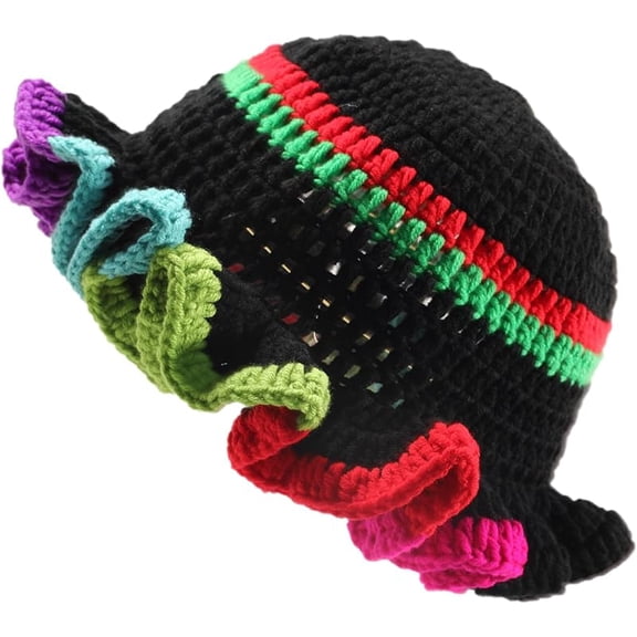 Crochet Bucket Hat Women Trendy Knit Floppy Cap Cute Boho Handmade Beanies Outdoor Boho Travel Fishing Hat