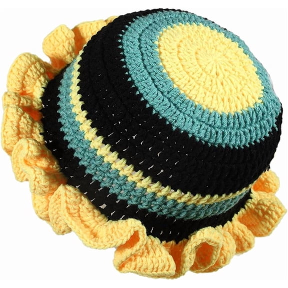 Crochet Bucket Hat Women Trendy Knit Floppy Cap Cute Boho Handmade Beanies Outdoor Boho Travel Fishing Hat
