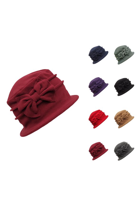 Crochet Bucket Hat Women - Y2K Boho Summer Hat Packable Wide Brim Women’s Double Layer Bucket Hat Thick Autumn Winter Warm Hat With Elegant Bow Korean And European Style