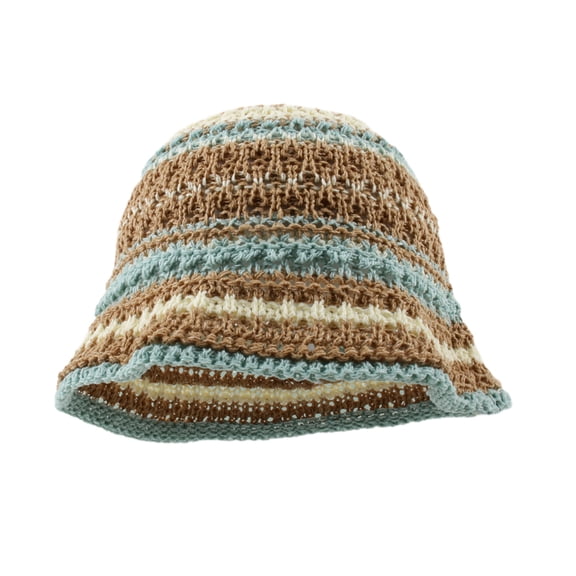 Crochet Bucket Hat for Woman Teenagers Outdoor Foldable Commute Fisherman Hat Wide Brim Spring Anti-Uv Hat