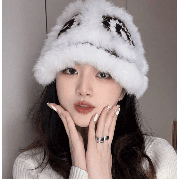 Crochet Bucket Hat for Women Girls, Knit Handmade Foldable Floppy Warm Cap, Fashion Cute Fishing Hat, Striped Floral Winter Hat