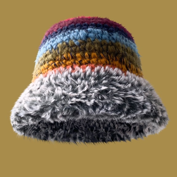 Crochet Bucket Hat for Women Outdoor Foldable Fisherman Caps Wide Brim Winter Windproof Skiing Hat