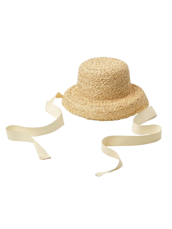 Crochet Bucket Straw Hat Sun Vacation Beach Hat Lace-up Bonnet Cap Toddler Raffia Hat Children Girl Top Hat