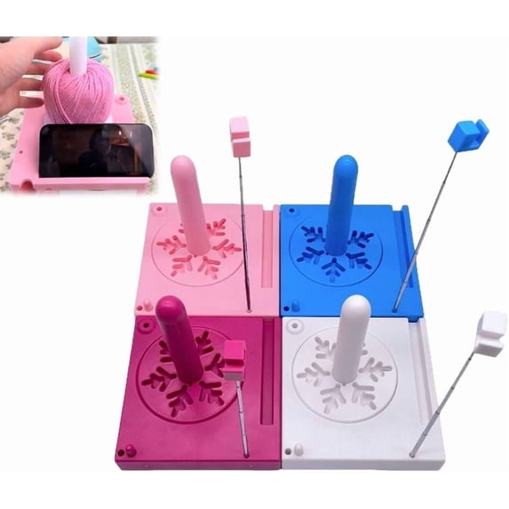 Crochet Caddy, Shiny Portable Multi-Functional Yarn Spool Box, Yarn Spinner Holder for Knitting with Phone Stand, Detachable, Ideal Gift Accessories Organizer for Knitting Lovers(4pcs)