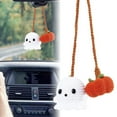 thumbnail image 1 of Crochet Car Mirror Hanging Accessories, Halloween Pumpkin and Ghost Cute Car Accessories for Women Handmade Knitted Rear View Mirror Accessories, 1 of 8