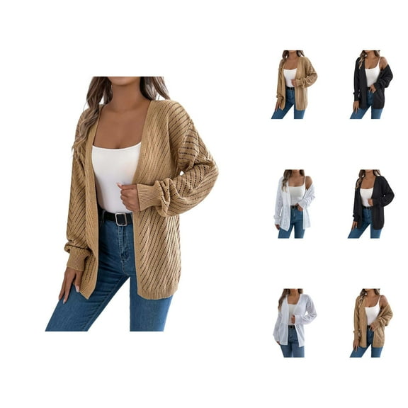 Crochet Cardigan Sweaters for Women 2025 Long Sleeve Open Front Lightweight Crochet Knit Fall Cardigan Outerwear